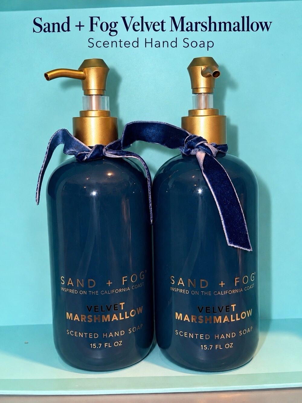 Sand + Fog Velvet Marshmallow Scented Hand Soap Glass Bottles 15.7 oz 2 Pack NEW